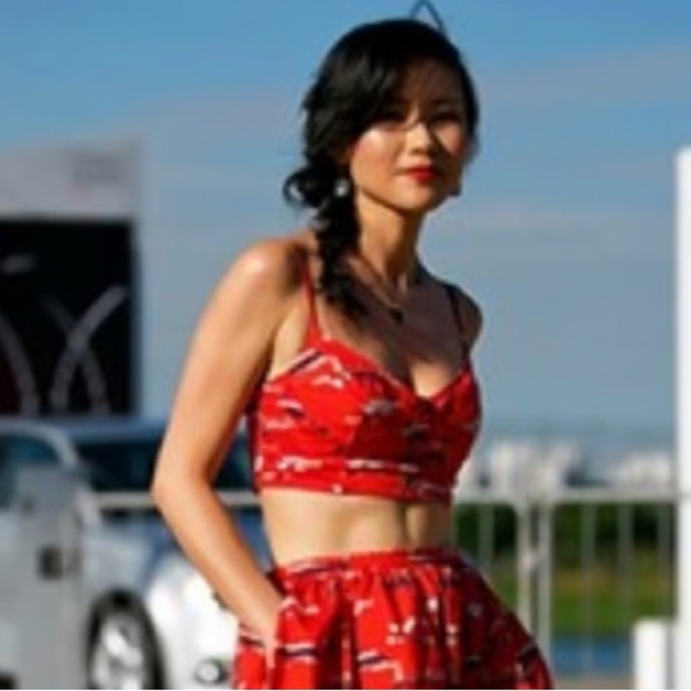 PJK PATTERSON J. KINCAID Scarlet Bustier Floral Crop Top